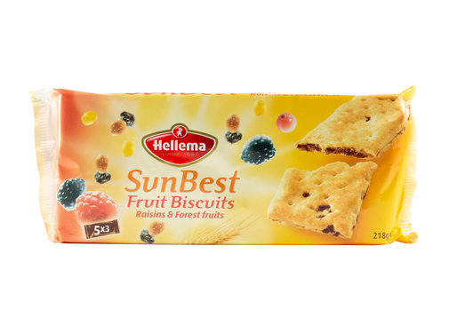 Hellema Hellema Fruit Biscuits Rozijnen Bosvruchten - 5 x 3 stuks - 218 gram