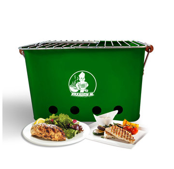 VIKKIEERIN.NL Vikkieerin.nl - Portable Charcoal BBQ -  square - green