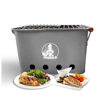 VIKKIEERIN.NL Vikkieerin.nl - Portable Charcoal  BBQ -  square - grey