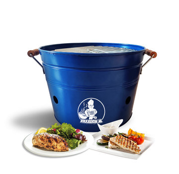 VIKKIEERIN.NL Vikkieerin.nl - Draagbare Emmer Houtskool BBQ - Ø38 cm - blauw