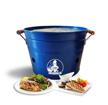 VIKKIEERIN.NL Vikkieerin.nl - Portable Charcoal Bucket BBQ - Ø38 cm - blue