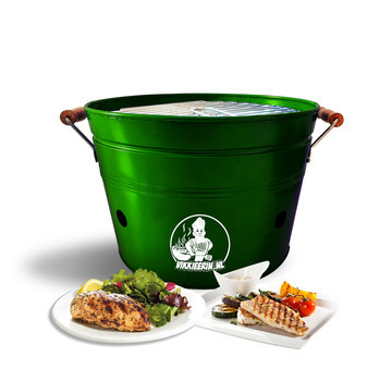 VIKKIEERIN.NL Vikkieerin.nl - Portable Charcoal Bucket BBQ - Ø38 cm - green