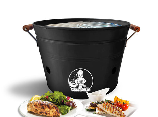 VIKKIEERIN.NL Vikkieerin.nl - Portable Charcoal Bucket BBQ - Ø38 cm - black