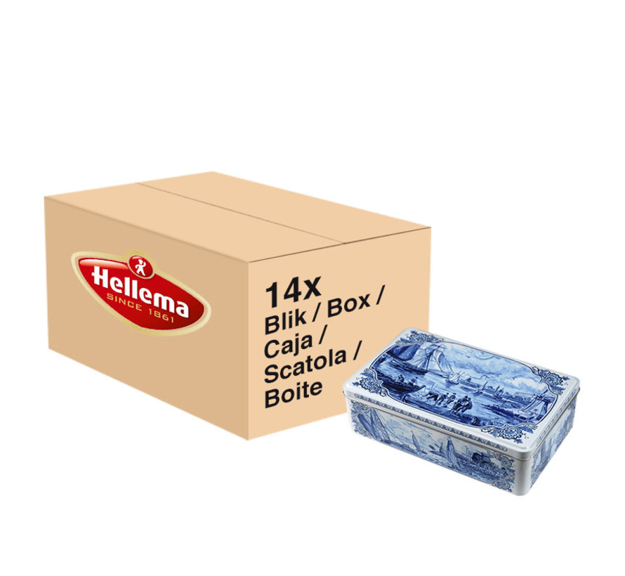Hellema Speculaas en boîte Delft Blue - Boîte de 14 x 415 grammes dans un grand emballage