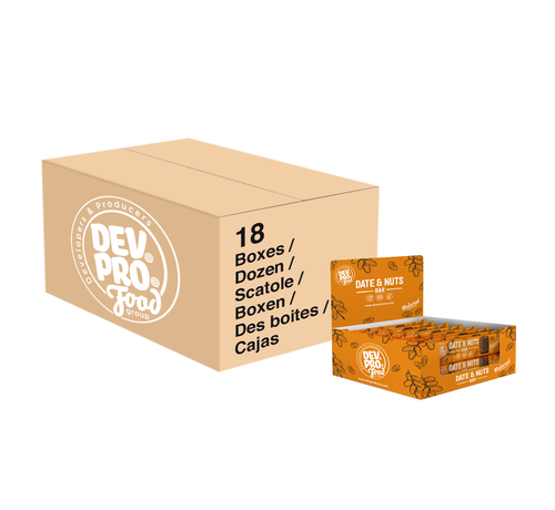 Dev. Pro. Dadels & Noten reep - Naturel - SRP display box 18x - omdoos