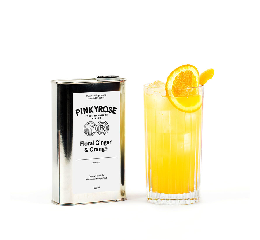 PinkyRose Limonade Siroop - Floral Ginger & Orange smaak - 500 ml - omdoos
