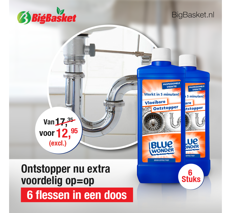 OP = OP Blue Wonder Vloeibare Ontstopper - Voordeelverpakking 6x 750 ml - 4,5 l