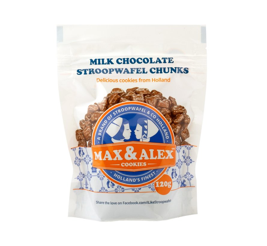 Max & Alex - Sirop Marceaux de Gaufrette Chocolat au Lait - 32x 120 gramme poche (carton principal)