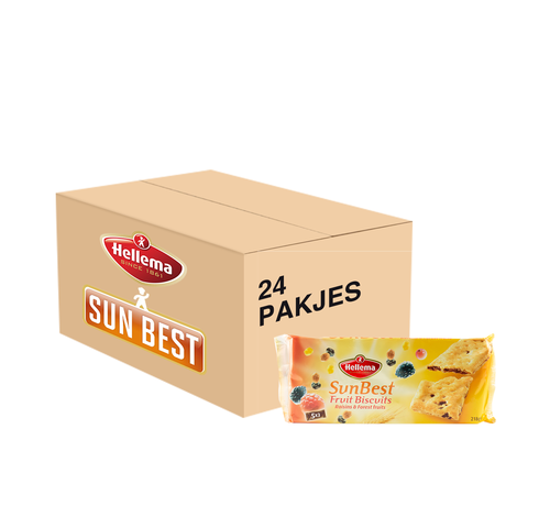 Hellema HELLEMA SunBest Fruit Biscuits RAISINS & FOREST FRUITS - 24x 218 grams pack - master carton