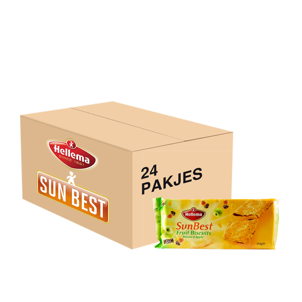 Hellema HELLEMA SunBest Biscuit aux Fruits RAISINS ET POMME - 24x 218 grammes paquet - carton principal