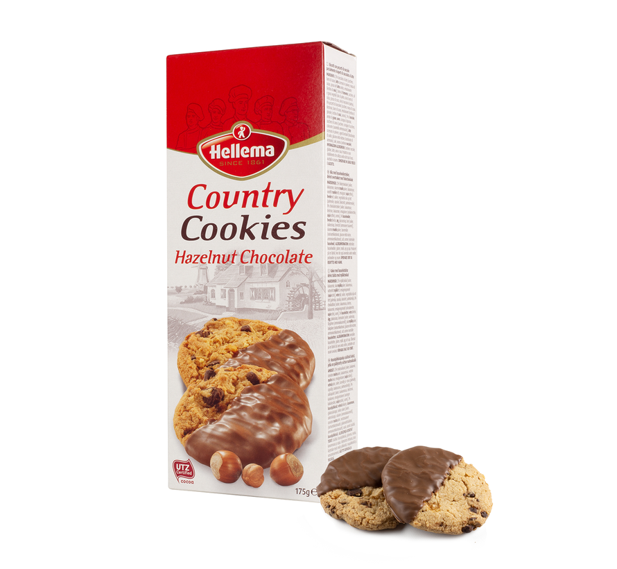 Hellema Country Koekjes Hazelnoot Chocolade - 175 gram 12x - omdoos