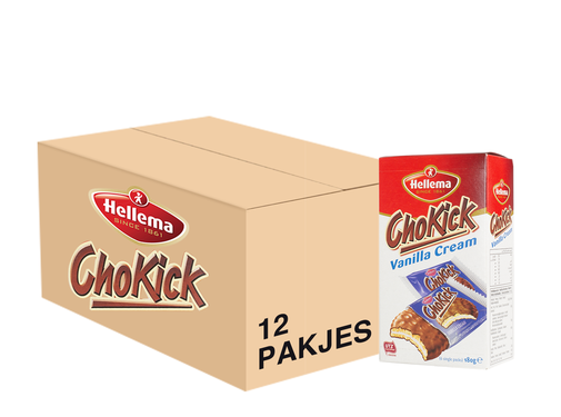 Hellema HELLEMA ChoKick Vanilla Cream biscuits - 12x 180 grammes - carton principal