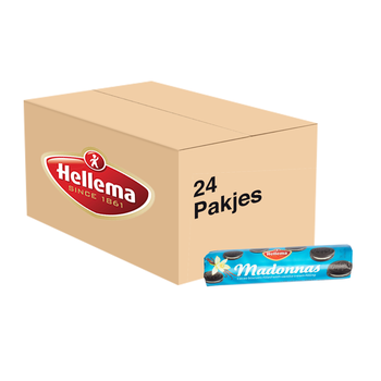 Hellema Hellema - Madonnas - Cacao cookies - Dark biscuit with Vanilla cream filling - brown - 176 gram - 24 pakjes - omdoos