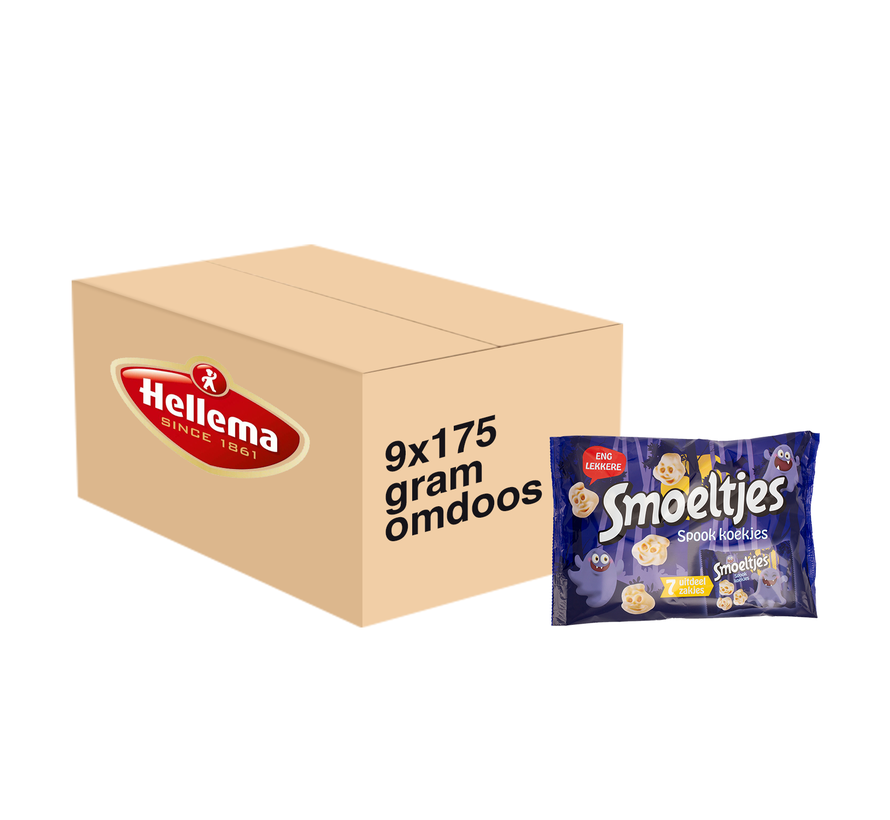 Hellema Smoeltjes Spook koekjes - 63 uitdeel zakjes - omdoos