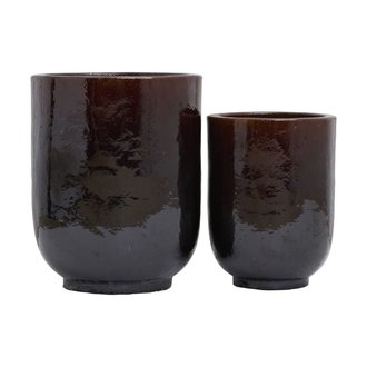 House Doctor Planter, Pho, Dark brown, Set of 2 sizes, Finish/Colour may