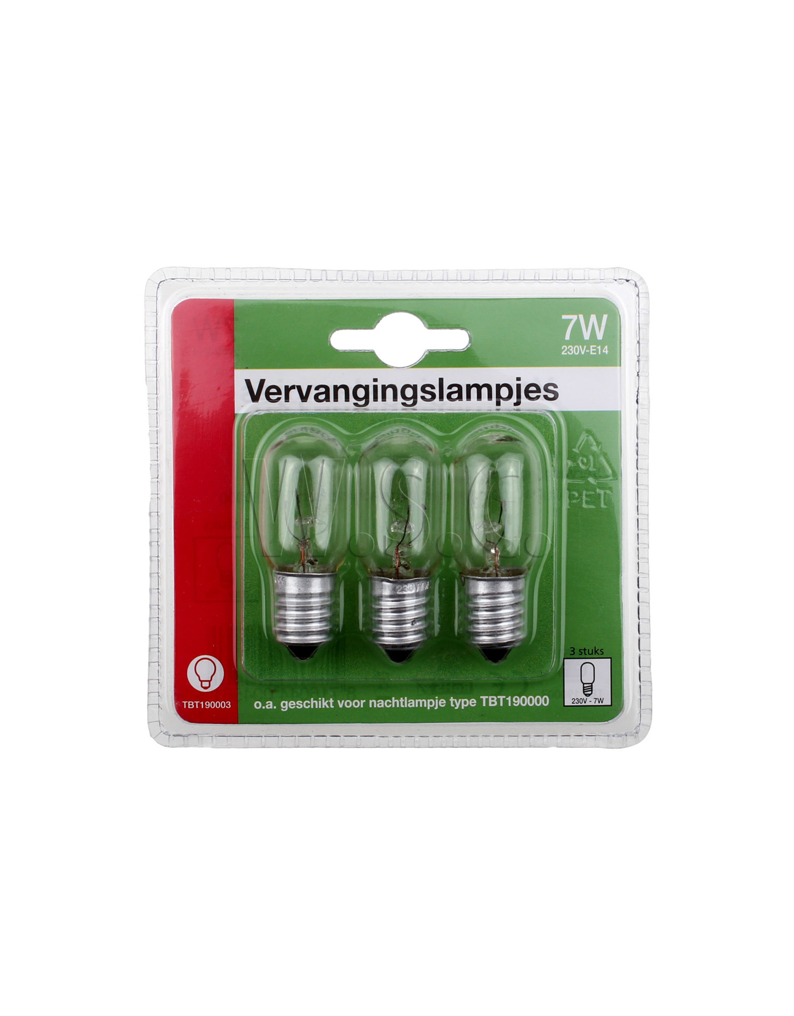 Universeel RESERVELAMPJES 7.5W E14 P/3ST