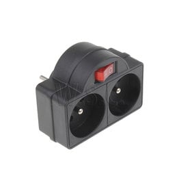 Universeel DOMINOSTEKKER 2 X 16A ZWART + SCHAKELAAR