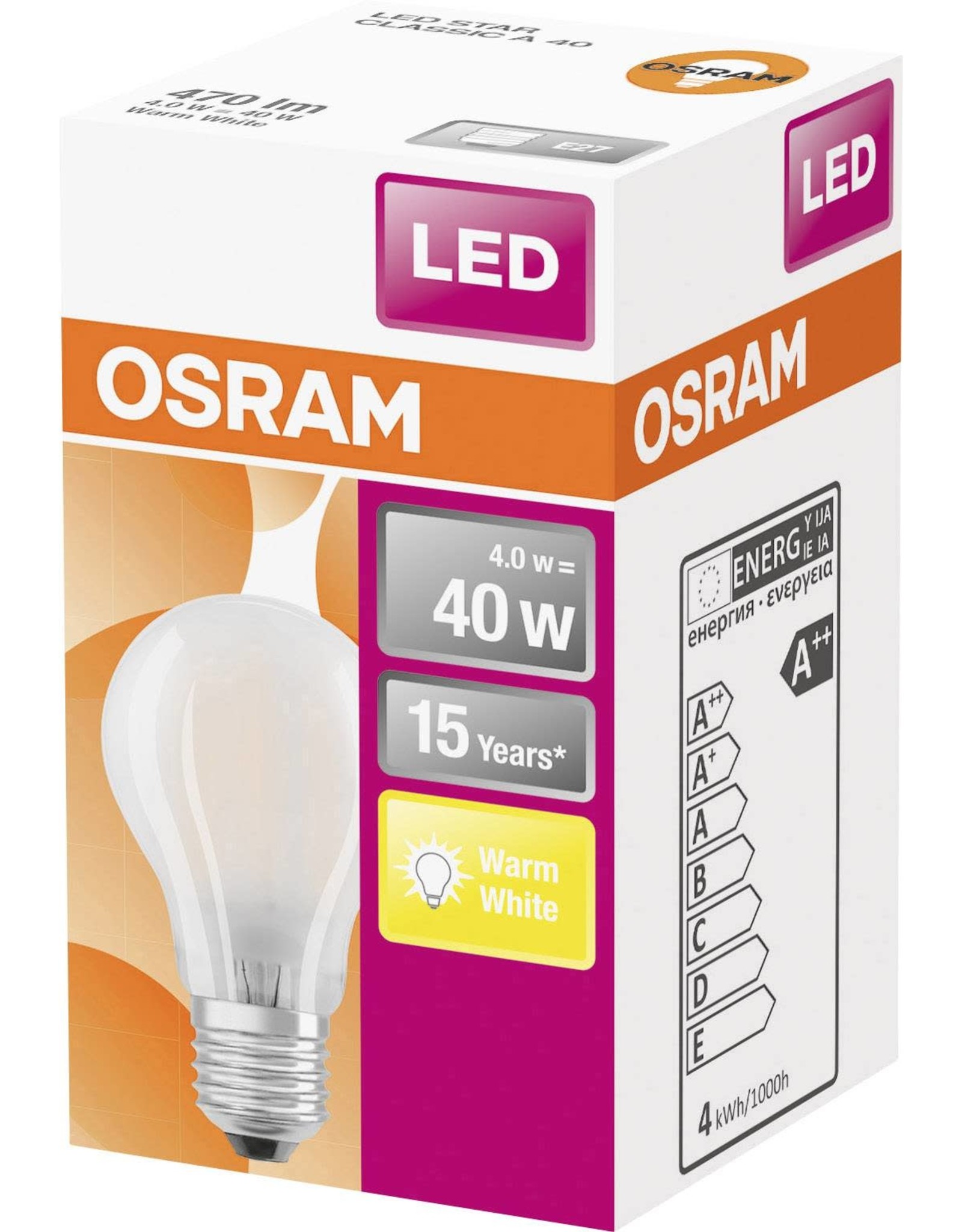 Osram lamp LED classic 40W = 4W E27 mat