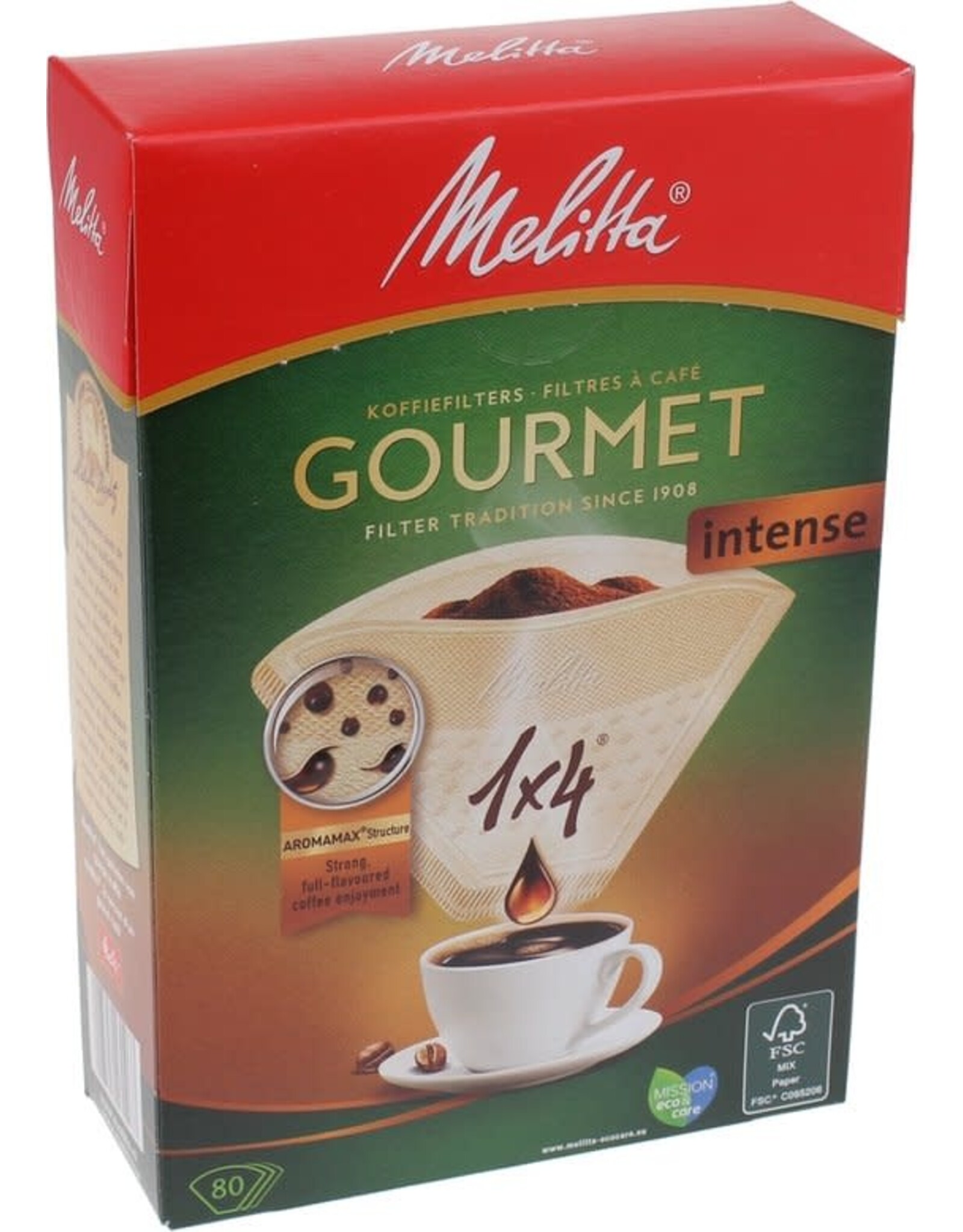 Melitta KOFFIEFILTER PAPIER 1X4 / 80 GOURMET INTENSE