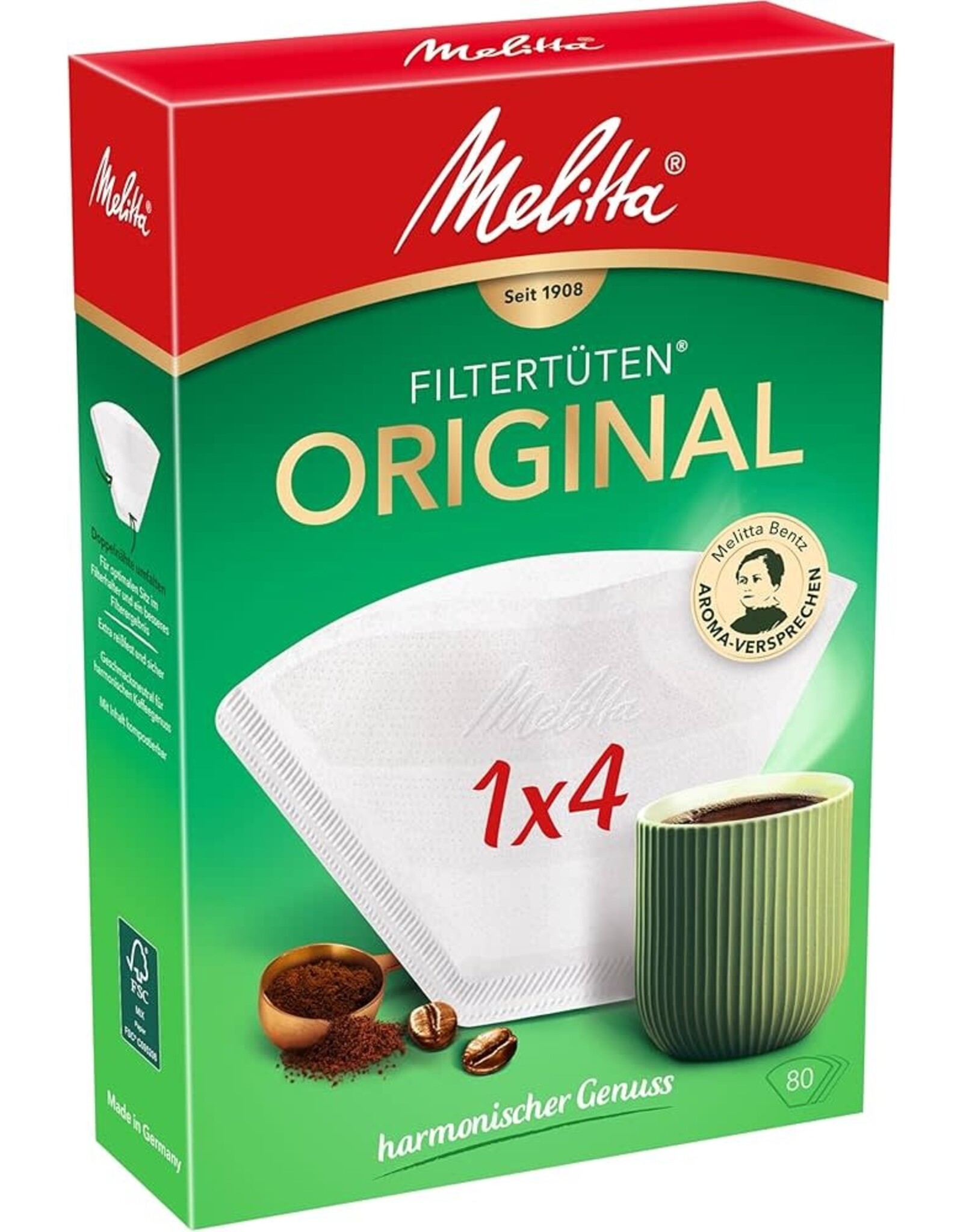 Melitta KOFFIEFILTER PAPIER 1X4 / 80 GOURMET INTENSE