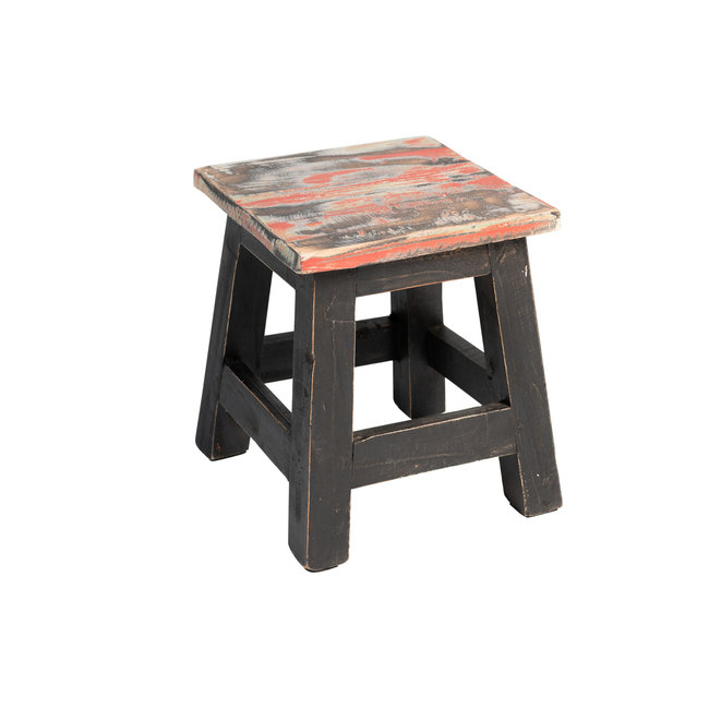 Houten krukje | Mixkleur Zwart