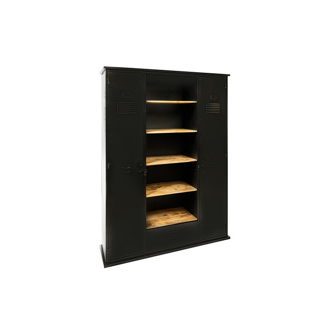 Industriële boekenkast met deuren 2.0 | Zwart