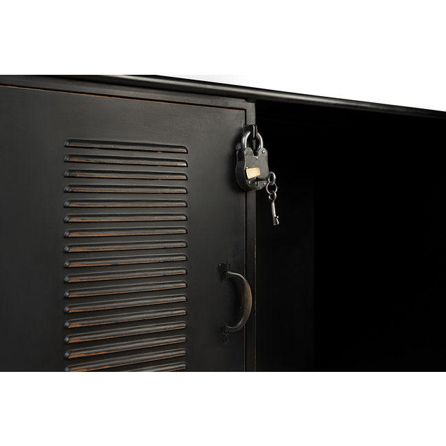 Vintage bureau 2.0 met slot | Zwart