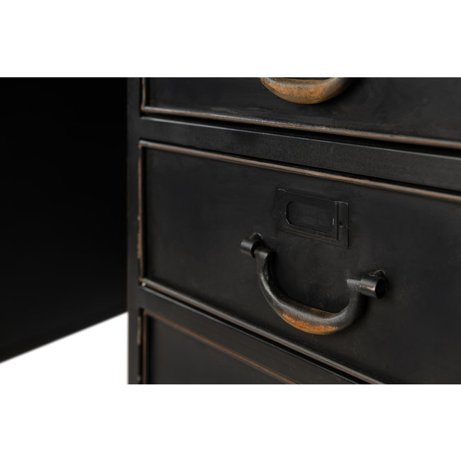 Vintage bureau 2.0 met slot | Zwart