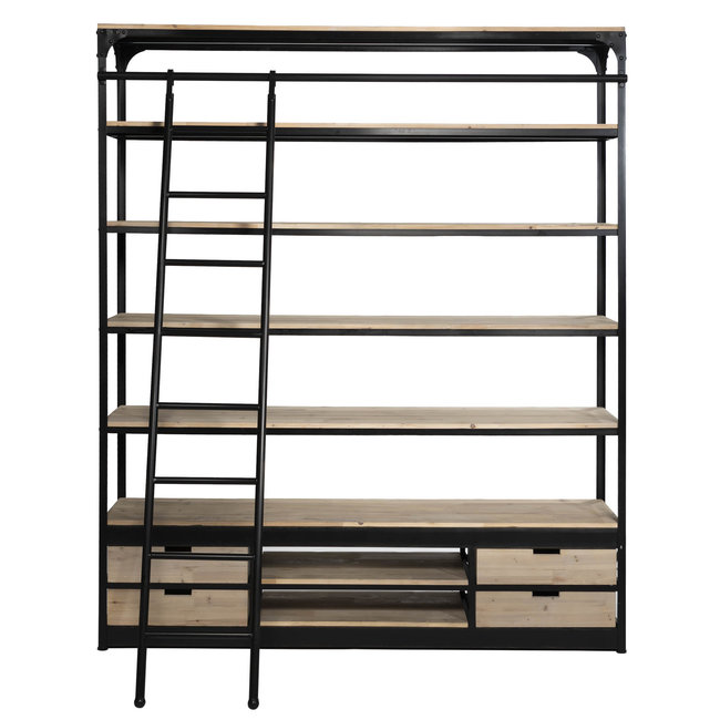 helemaal Trechter webspin Vooraf Industriële boekenkast met ladder 2.0 | White Wash - Rootsmann