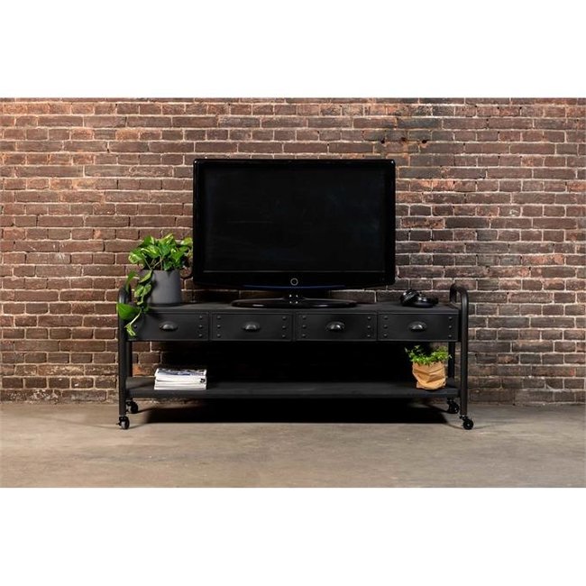 Industrieel TV-meubel laag 2.0 | Zwart