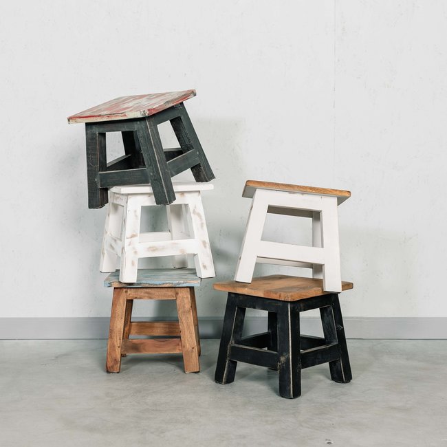 Houten krukje | Mixkleur Hout