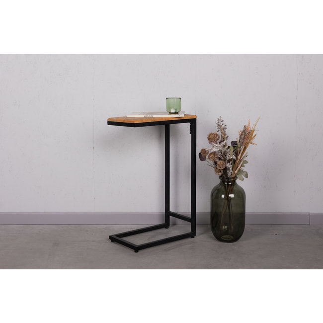 Bijzettafel staal industrieel | bruin