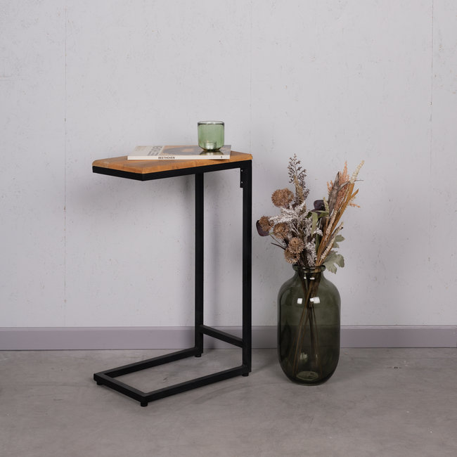 Bijzettafel staal industrieel | bruin