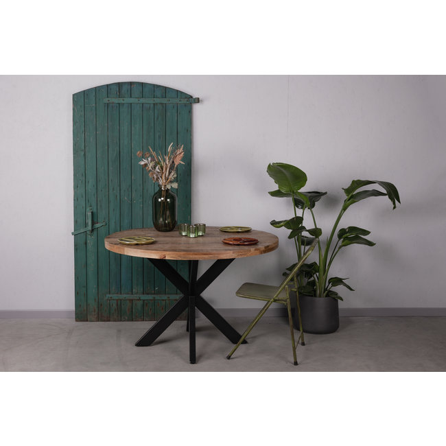 Ronde Rootsmann eettafel industrieel | bruin 120