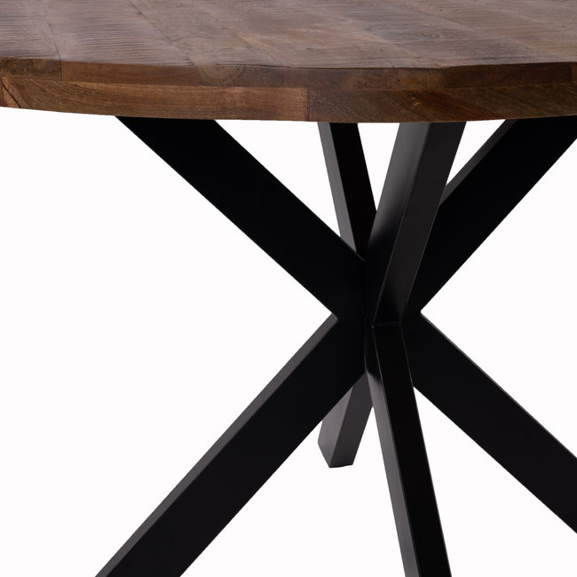 Ronde Rootsmann eettafel industrieel | bruin 120