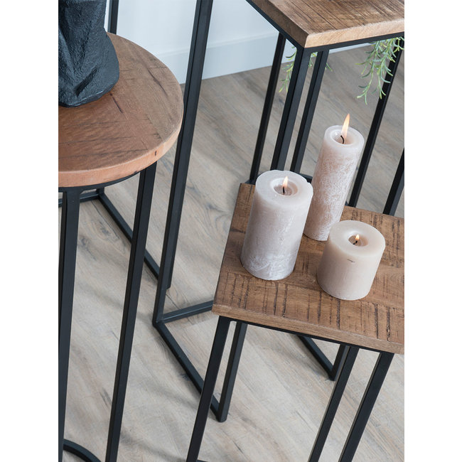 Plantentafels Sam Vierkant - Set van 3 - Bruin Mangohout