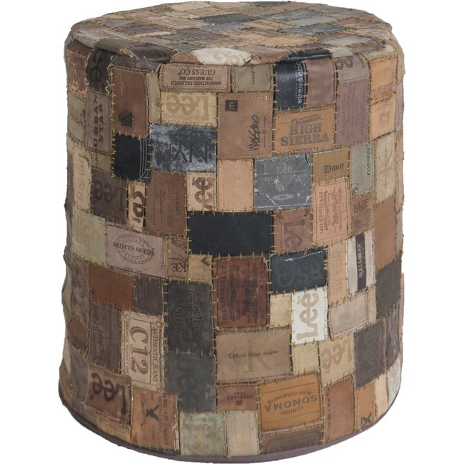 Poef Labels Rond | Bruin