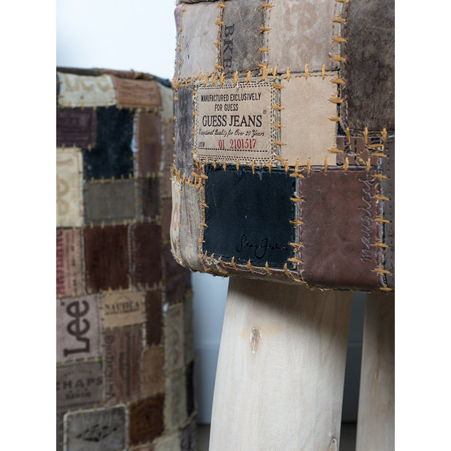 Poef Labels Rond | Bruin