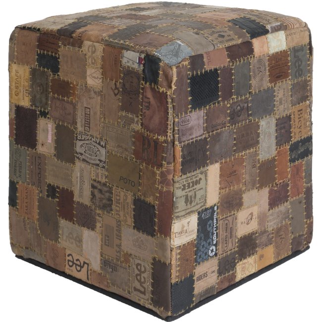 Poef Labels Kubus | Bruin