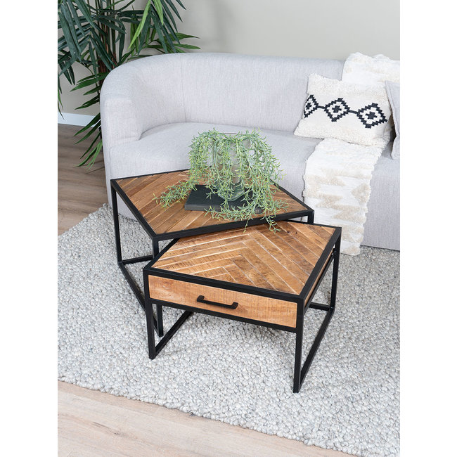 2 Salontafels Visgraat | Bruin