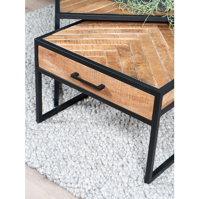 2 Salontafels Visgraat | Bruin