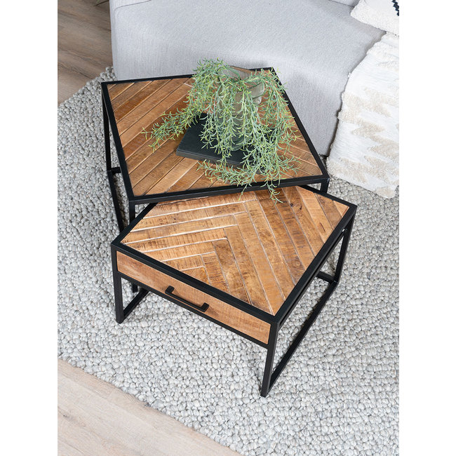 2 Salontafels Visgraat | Bruin