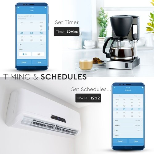 V-TAC  Smart Plug mit Timer Weiß Kompatibel mit Hoftronic Smart App, Alexa und Google Home