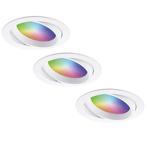 Hoftronic smart Set of 3 smart WiFi LED recessed spotlights Luna RGBWW tiltable White IP44 1050lm