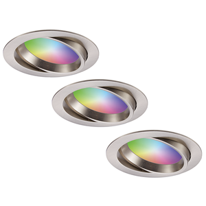 Hoftronic smart Set of 3 smart WiFi LED recessed spotlights Luna RGBWW tiltable stainless steel IP44 1050lm