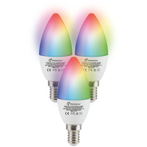 Hoftronic smart Satz von 3 E14 SMART LED Lampen RGBWW Wifi 5,5 Watt 470lm C37 Dimmbar