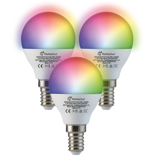 Homeylux Satz von 3 E14 SMART LED Lampen RGBWW Wifi 5,5 Watt 470lm P45 Dimmbar