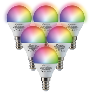 Hoftronic smart Set of 6 E14 SMART LED Bulbs RGBWW Wifi 5.5 Watt 470lm P45 Dimmable