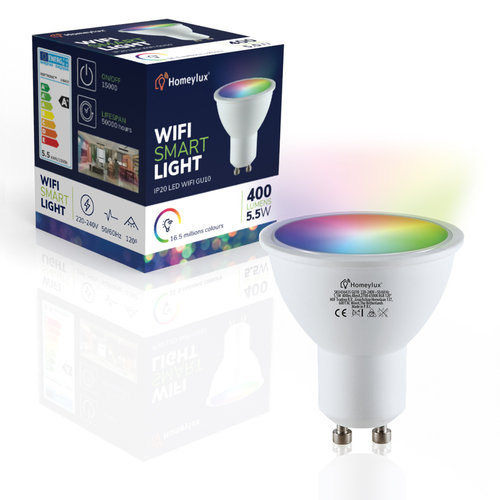 Hoftronic smart Smart WiFi LED wandlamp Alvin zwart RGBWW GU10 IP44