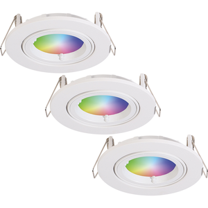 Hoftronic smart Set of 3 smart WiFi LED recessed spotlight Dublin RGBWW tiltable white IP20